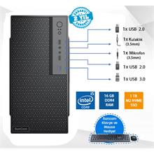 Suncom Force Sc3-162 İ5-8500 16Gb 1Tb Ssd O/B Dos Masaüstü Pc Wi-Fi