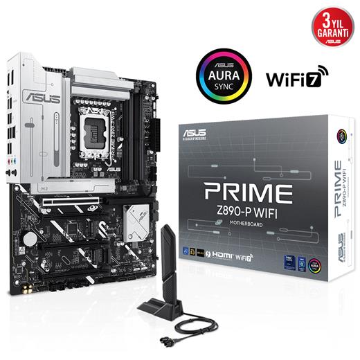 Asus Prıme Z890-P Wıfı Z890 Ddr5 (Vga Yok) Glan 2.5G Atx Hd Dp Tnd Us3 M2 Wifi7 Bt 1851P Anakart