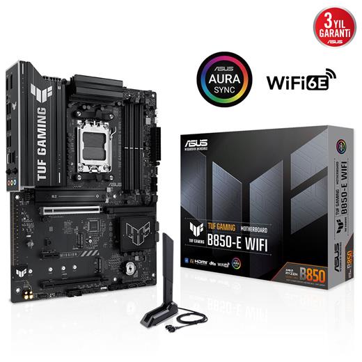 Asus Tuf Gamıng B850-E Wıfı B850 Ddr5 (Vga Yok) Glan 2.5G Atx Hd Dp Type-C M2 Wıfı Bt Am5 Amd Anakart
