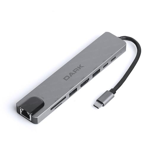 Dark Dk-Ac-U31X40 Usb 3.1 Type-C 8 İn Ethernet / Hdmı / Tf Sd Kart Usb 3.0 - Usb 2.0 / Usb-C Dönüştürücü Çevirici Hub