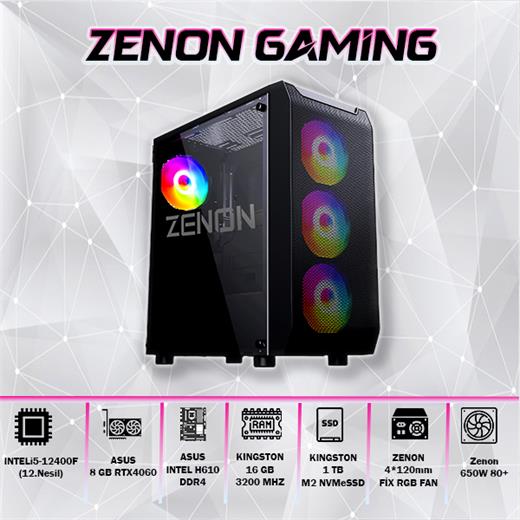 Zenon Gamıng Zg-142 İ5-12400F 16Gb 1Tb Ssd 8Gb Rtx4060 Dos Masaüstü Pc (3 Yıl Garanti)